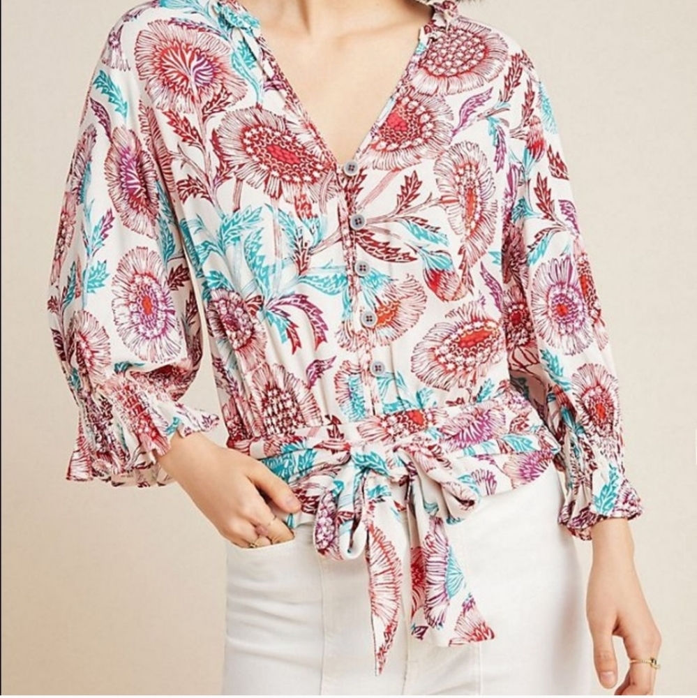 Anthropologie Tugboat Printshop Saraya Blouse
